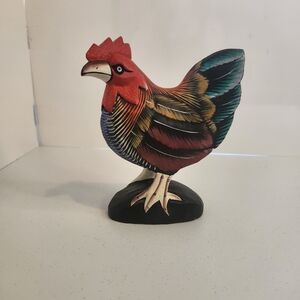 Vintage Rooster Kitchen Home Decor Wood Painted Sculpture Figurine Farmhouse 90s